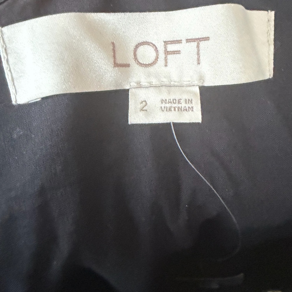 LOFT Women’s Black Dress w White Embroidery, Sz 2, NWT, Beach, Vacation - Picture 8 of 9